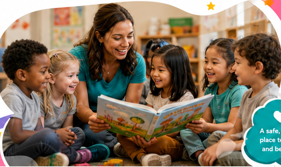 Teacher reading with children