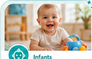 Infant playing with toys