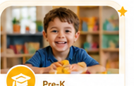 Pre-K child smiling in class